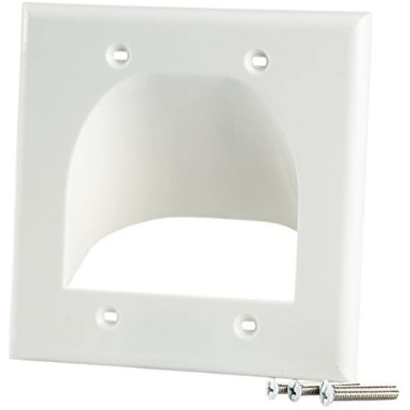 Double Gang Bulk Cable Wall Plate White SLOT INSIDE WALL