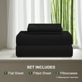 thumbnail image 4 of Lorviah 4 Piece Bamboo Sheet Sets Queen Size - Cooling, Breathable & Ultra soft Bedding - Includes Deep Pocket Fitted Sheet, Flat Sheet & Pillowcase - Black, 4 of 5