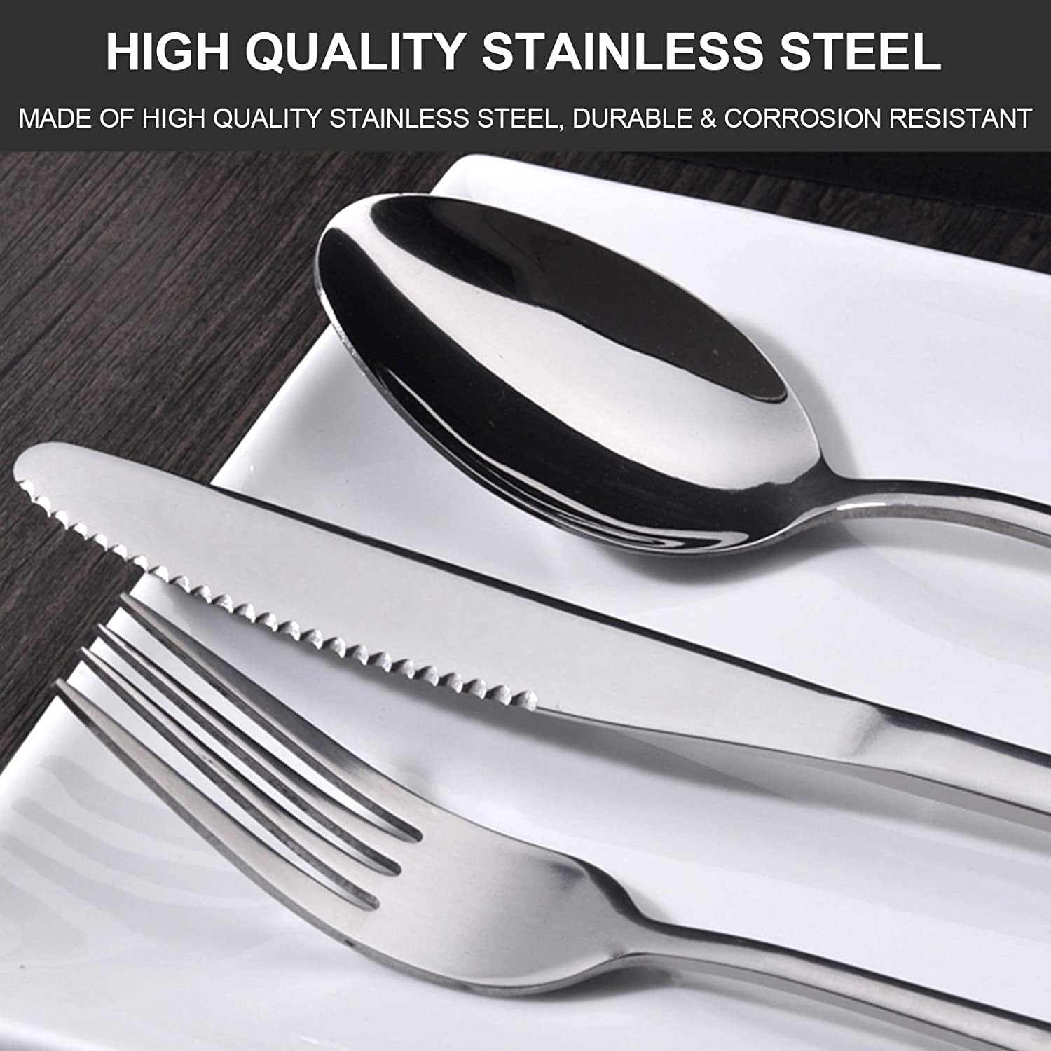 Alata Cube 20-Piece Forged Stainless Steel Flatware Set Cutlery  Set,Silverware Set Service for 4,Mirror Finish,Dishwasher Safe