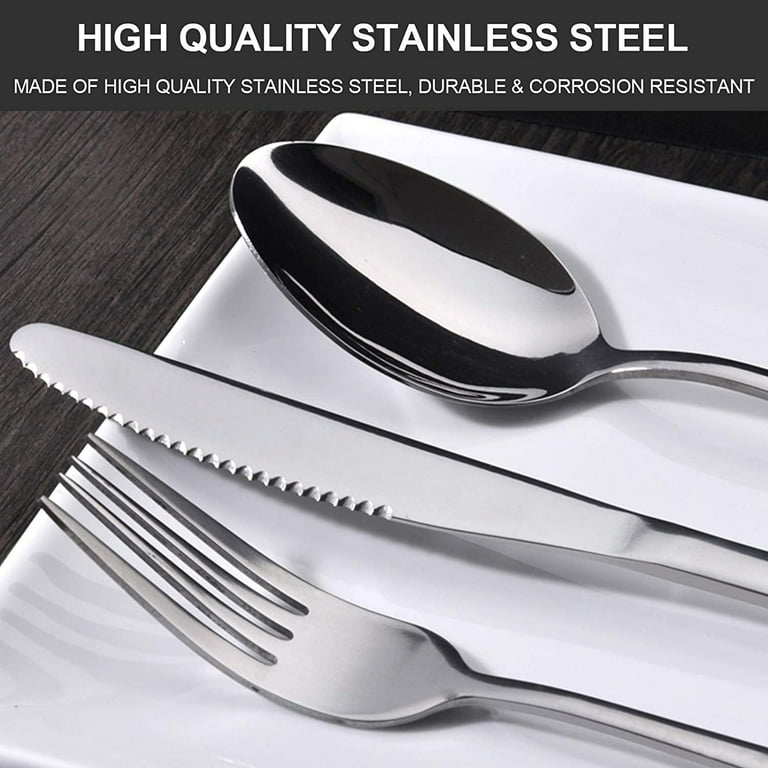 24-Piece Black Silverware Set Black Flatware Set for 6, Stainless Steel Cubiertos Cutlery Set, Forks and Spoons Apartment Utensils Set, Mirror