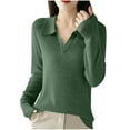 thumbnail image 3 of HVOBTTY Women's Long Sleeved Pullovers Sweaters, Sweaters for Women, Women's Fashion Casual Round Neck Solid Color Knitted Everyday Wear Sweater Army Green, XXL, 3 of 4