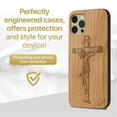 thumbnail image 2 of Case Yard Wooden Case Outside Soft TPU Silicone, Slim Fit Shockproof Wood Protective Phone Cover for Girls Boys Men and Women, Supports Wireless Charging Jesus Cross Design case for iPhone-12-Pro-Max, 2 of 7