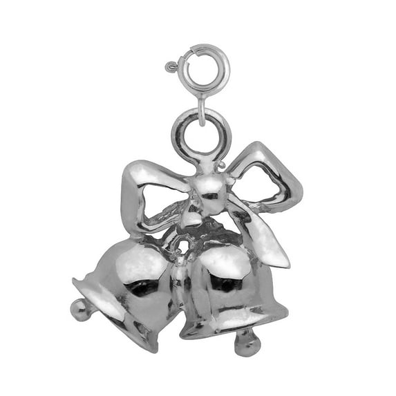 14K White Gold Christmas Bell Pendant - 17 mm