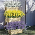 thumbnail image 4 of paquetes de flores artificiales para exteriores, arbustos, plantas resistentes a los rayos UV, vegetación de plástico sintético (púrpura), 4 of 5