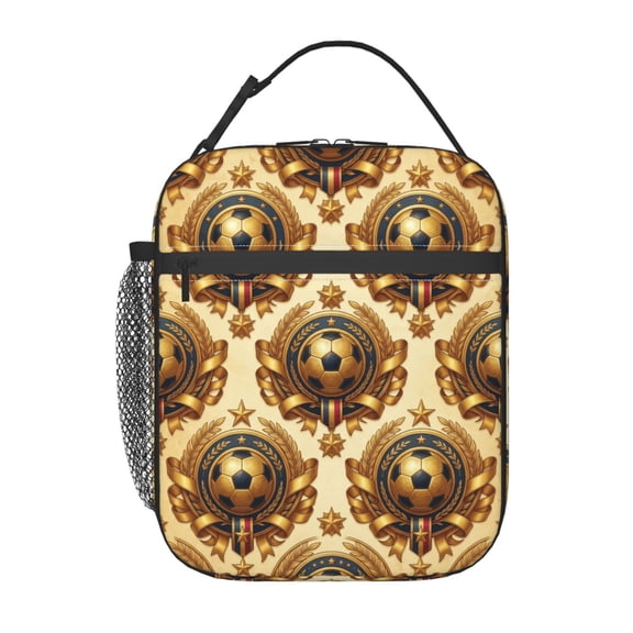 Soccer Insulated Lunch Box For Women Man, Portable Lunch Bag Reusable Cooler Tote For Office Work Travel Picnic Camping Beach