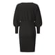 thumbnail image 4 of Vestido de cintura alta con hombros descubiertos Vestido midi de punto ajustado de color puro de manga larga con alas de murciélago para mujer Negro L, 4 of 7