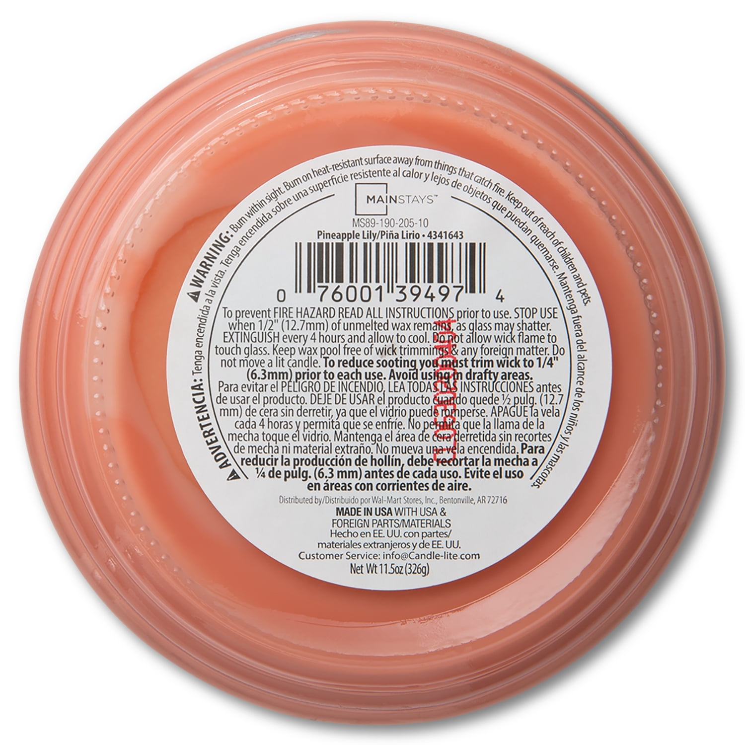 Mainstays Pineapple Lily Scented 3-Wick Glass Jar Candle, 11.5 oz