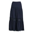thumbnail image 2 of Time and Tru Women’s Tiered Maxi Skirt with Lace Trim, 2 of 5