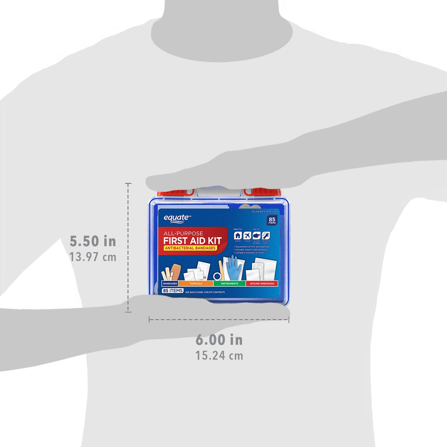 (6 pack) Equate On-the-Go First Aid Kit - Home, Travel, Office, Auto, School, 85 Pieces
