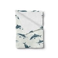 thumbnail image 2 of Sea Animals Soft Flannel Fleece Blanket, Repeated Cartoon Sharks Swimming to Different Directions Pattern, Cozy Plush for Indoor and Outdoor Use, 50" x 60", Slate Blue and Eggshell, by Ambesonne, 2 of 5