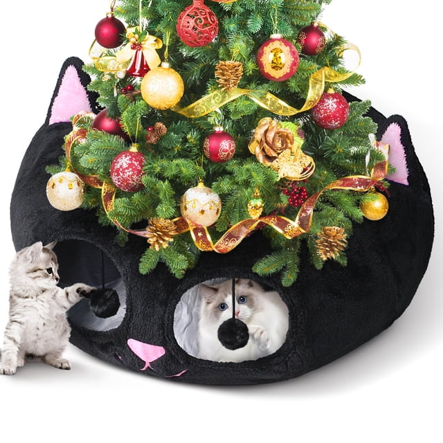 Túnel Cama para Gatos Kitten Series Baseola Negro y Rosa para hasta 10 kg