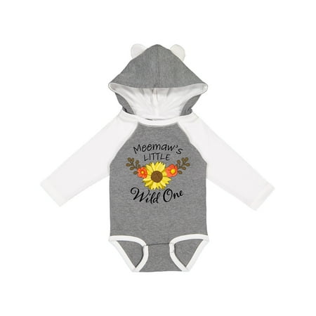 

Inktastic Meemaw s Little Wild 1 with Beautiful Sunflower Gift Baby Boy or Baby Girl Long Sleeve Bodysuit
