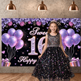 thumbnail image 6 of Purple Theme Sweet 16 Banner Glittery Design  Backdrop Balloon Decor Golden Number 16th Birthday Display for Sweet 16 Party Teen Birthday Girls' Celebration, 6 of 8