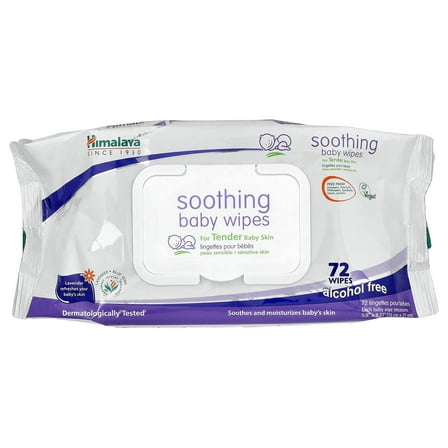 Himalaya Soothing Baby Wipes, Alcohol Free, 72 Wipes