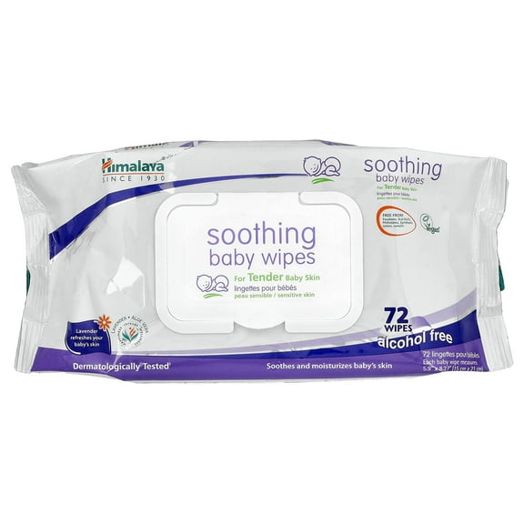 Himalaya Soothing Baby Wipes, Alcohol Free, 72 Wipes