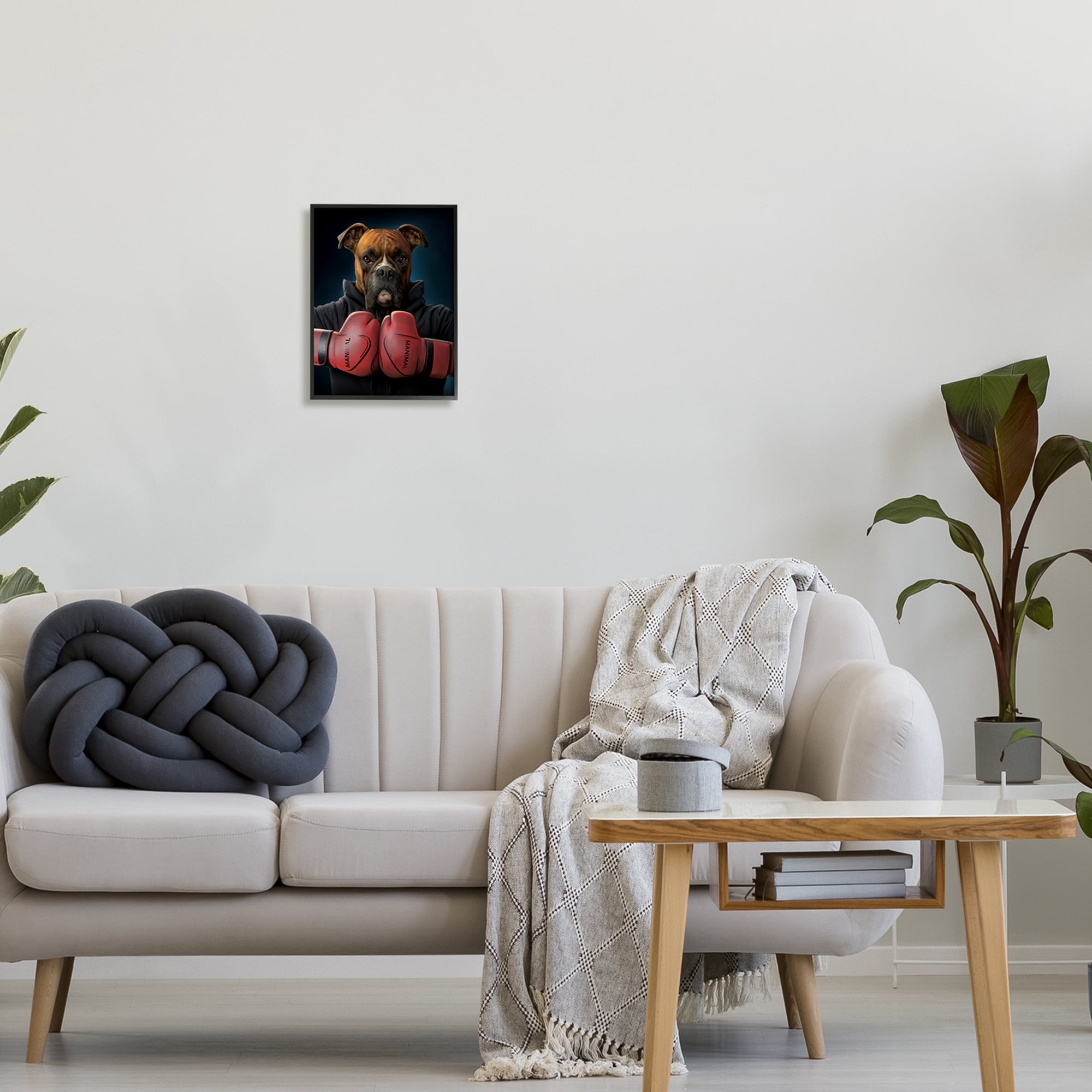 Stupell Industries Boxing Boxer Dog Animals & Insects Painting Black Framed Art Print Wall Art, 11 x 14