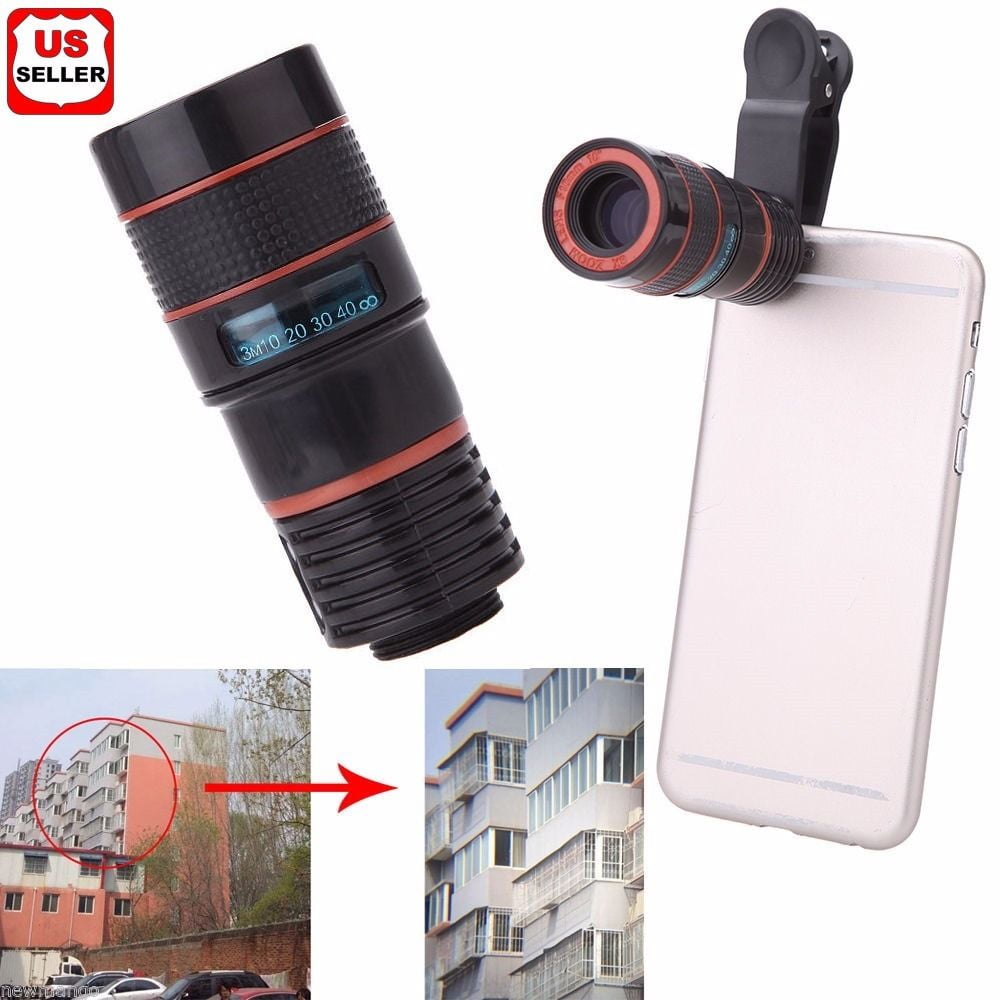Universal 8X Zoom Lens Optical Clip Telephoto Telescope Cell Phone