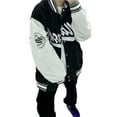 thumbnail image 2 of Franhais Women Oversized Baseball Jackets, Classic Letter Embroidery Long Sleeve Bomber Jackets, 2 of 9