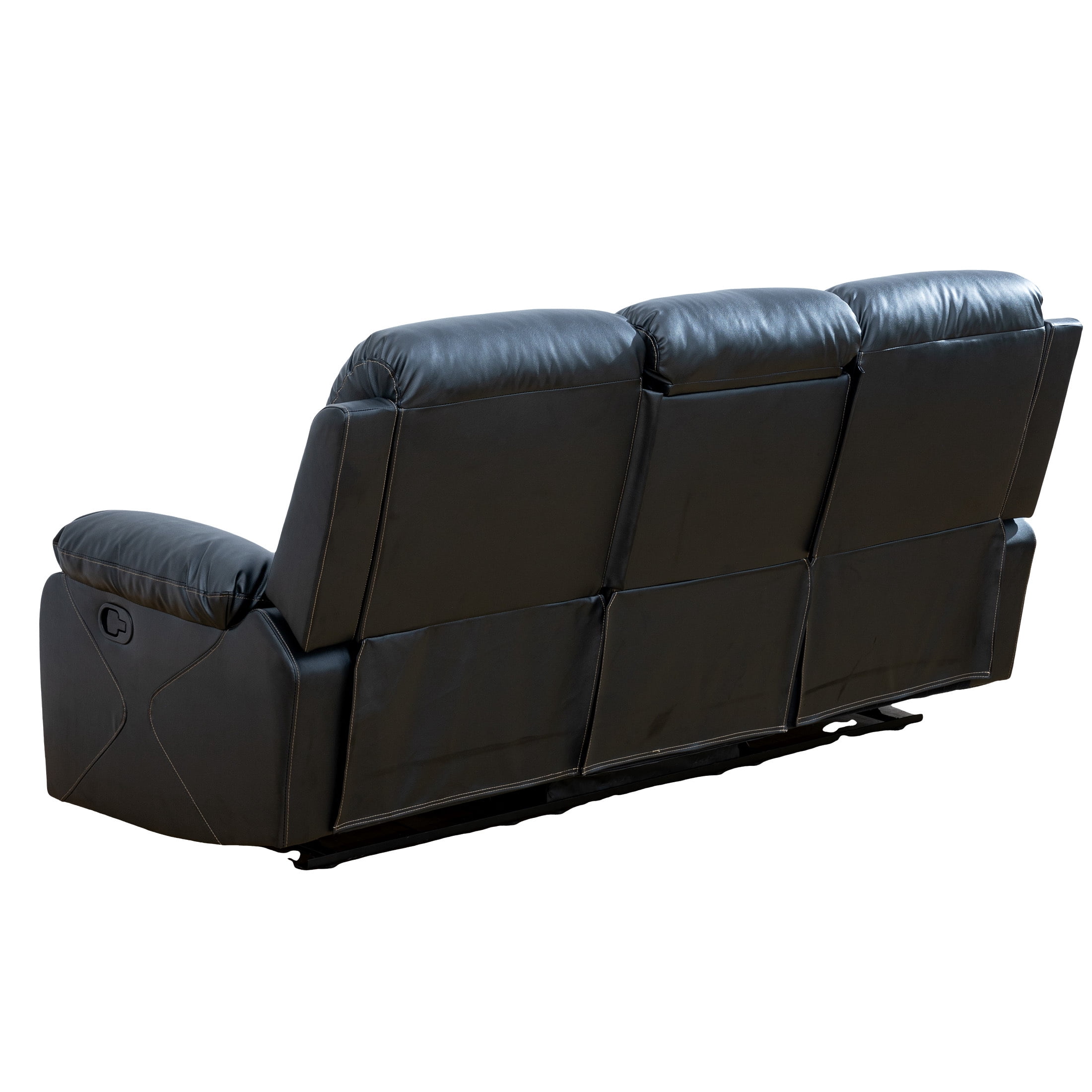 AUKFA 3 Seats Recliner Sofa Chair, Home Theater Sofa with Flipped Backrest and Cupholder, Black
