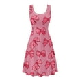 thumbnail image 4 of Renewold Pink Bow Summer Tank Dress Plus Size 2XL Valentine's Day Casual Floral Round Neck A-Line Dress Gym Sports Athletic High Waistline Sundress for Women, 4 of 6