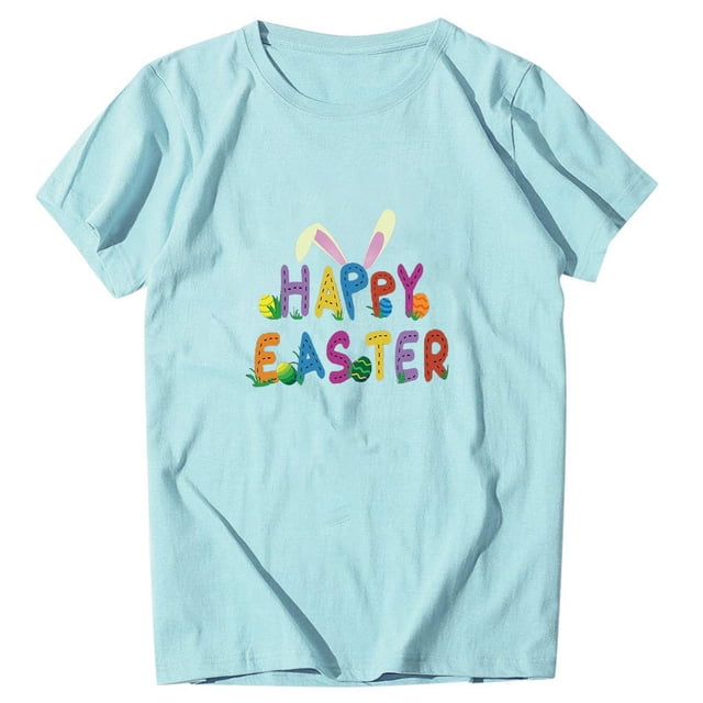 Birdeem Femmes Décontracté Pâques Imprimé Manches Courtes Col Rond T-Shirt Ample Blouse Hauts