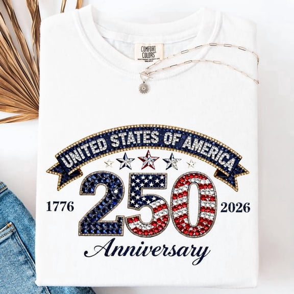 Glitter USA 250th Anniversary T-Shirt – Patriotic 4th of July Graphic Tee, Sparkle Red White Blue Independence Day Shirt (S–5XL)