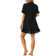 thumbnail image 3 of INSPIRE CHIC Women's Swimsuit Beach Bikini Cotton Button Front Ruffle Hem Shirt Dress L Black, 3 of 6