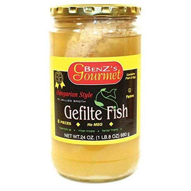 Benz's Jarred Gefilte Fish with No MSG, Kosher Certified, 24 oz