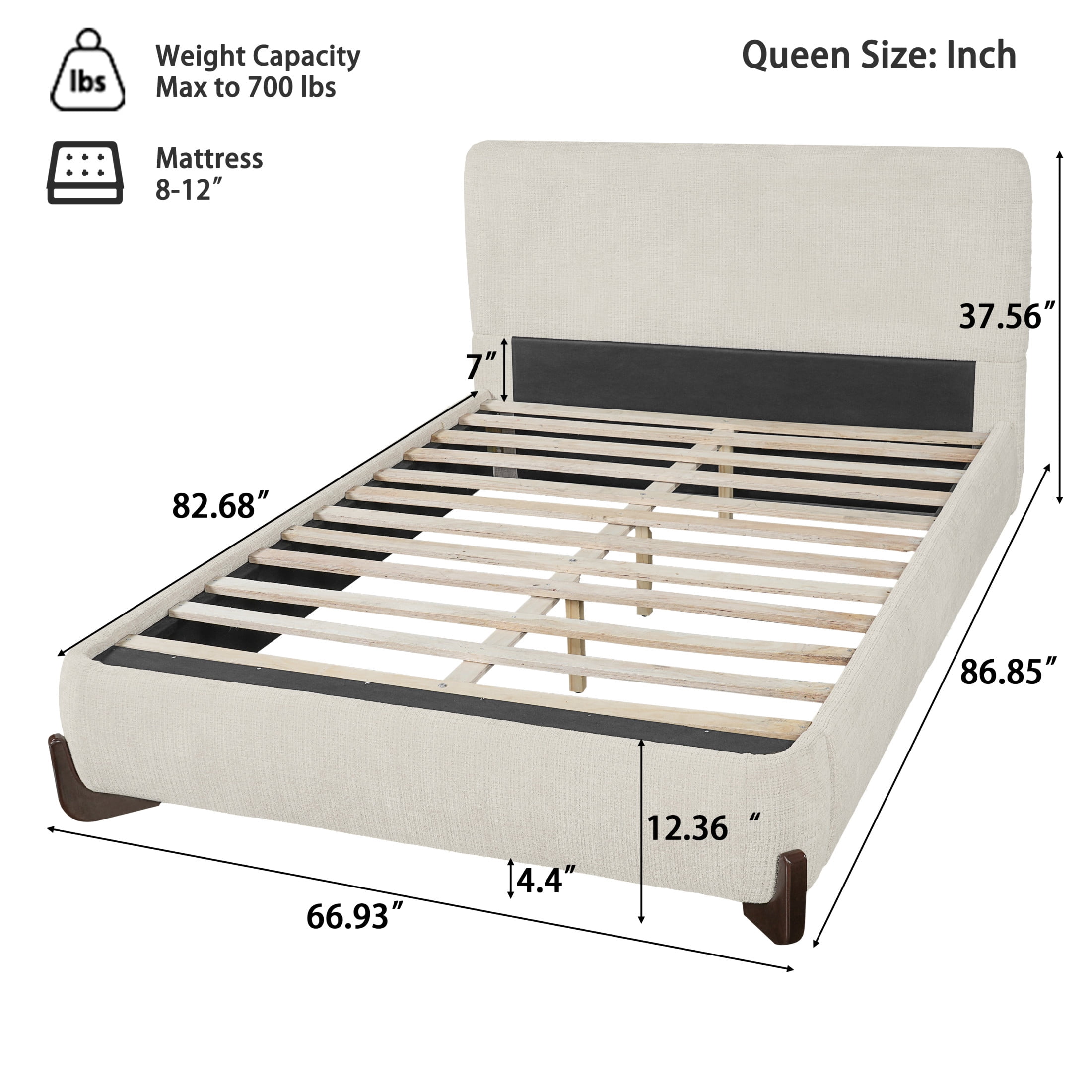 Christopher Knight Home Modern Minimalist Chenille Upholstered Platform Bed, Queen Size, Beige