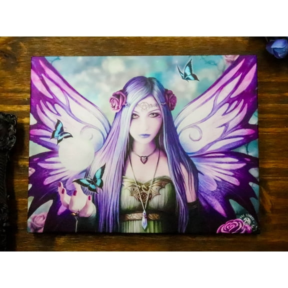 Ebros Anne Stokes Mystic Aura Butterfly Fairy Wood Framed Picture Wall Decor