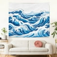 thumbnail image 3 of Bohemia Indoor Tapestry Decoration for Living Room Dorm College Office - Ocean Waves Simple Lines Washable Office Tapestry 51x59 Inches Japanese Modern Wall Hanging Tapestry, 3 of 5