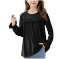 thumbnail image 5 of Girls Oversized Long Sleeve Shirts Kids Fashion Crewneck Tunic Tops Tees 5-13 Years Black 7-8 Years, 5 of 7