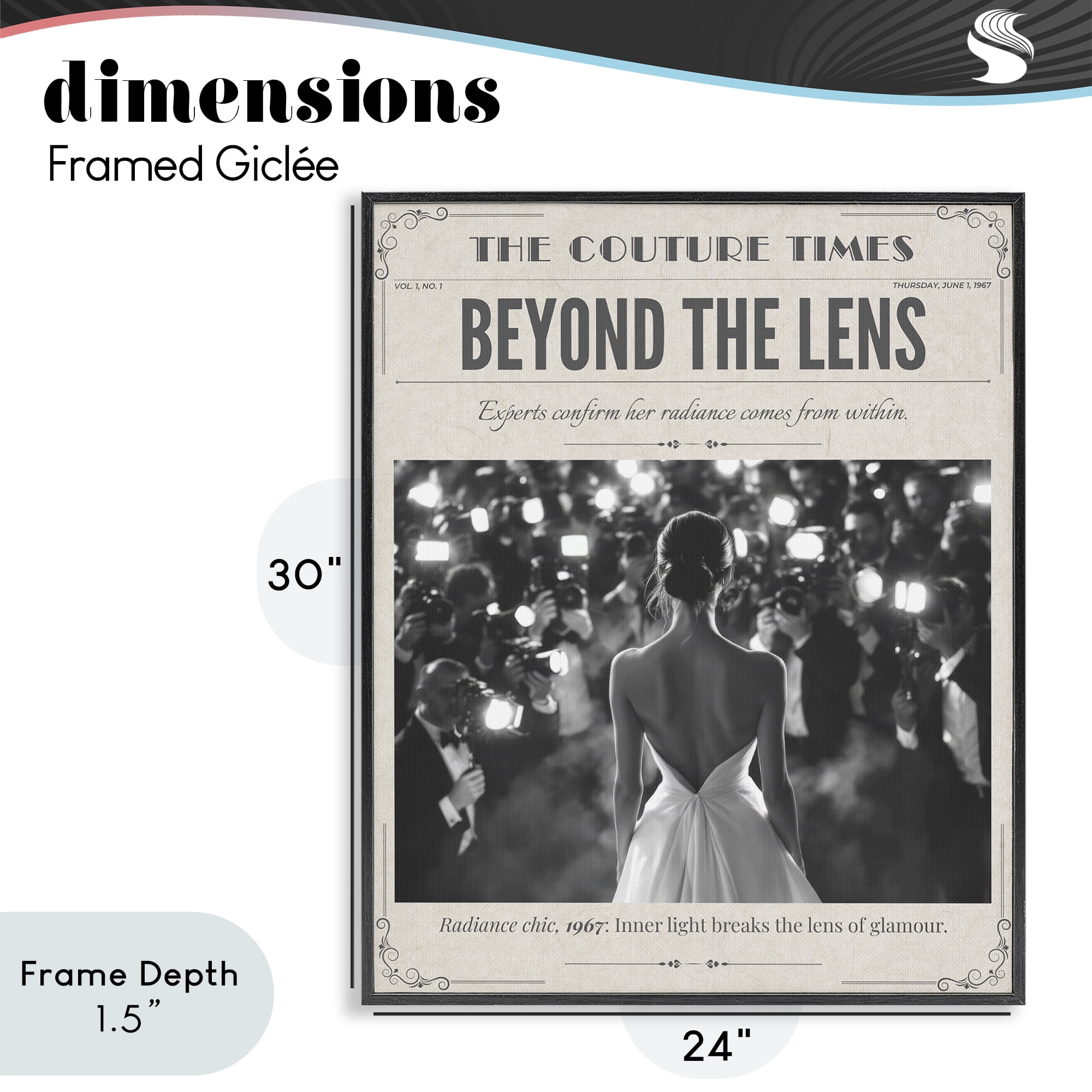 The Couture Times Magazine Black Framed Giclee Art, design by A Barefoot Stylist