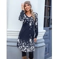 thumbnail image 5 of Zeagoo Fall A Line Dress for Women Long Sleeve Casual Printed Dresses V Neck Tunic Boho Dress, 5 of 6