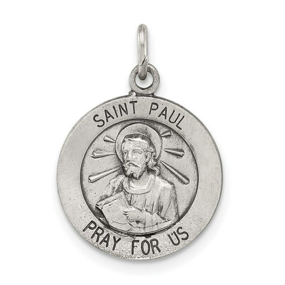 Auriga 925 Sterling Silver Antiqued Saint Paul Medal for Women (Length - 20 mm, Width - 15 mm)