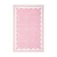 thumbnail image 4 of GlowSol 2'x3' Scalloped Border Pattern Rug Small Area Rug Soft Solid Area Rug Non Slip Low Pile Mat for Entryway Bedside, Pink, 4 of 7