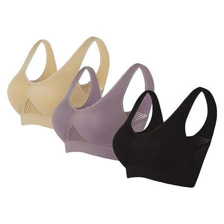 Clearance!Uooqdmx Sports Bras for Women Plus Size Lingerie Sports Bras Comfort Bras Wireless Sleep Yoga Bras with Removable Bandeau Bra Dark Gray(2PC) M