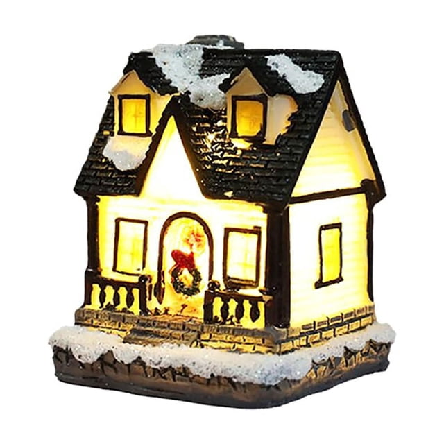 Gkeoshab Desktop Ornament Christmas Village Sets With Light Christmas Village Houses Battery Power Decorative Christmas Village Set Lightweight Christmas House Reliable Christmas Houses