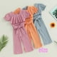 thumbnail image 2 of Eliza-Toddler Niñas Casual Largo Mono Color Sólido Manga Corta Cinturón Ropa De Verano, 2 of 4