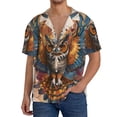 thumbnail image 1 of Balery Colorful Owl Tattoo Art Camisa Casual de Manga Corta con Botones para Hombre, Texturizada, Estilo Cubano, para Playa, Verano-X-Large, 1 of 5