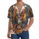 thumbnail image 1 of Fotbe Colorful Owl Tattoo Art Camisa Estampada de Manga Corta para Hombre, Casual de Verano, Estilo Playero, Sin Arrugas-XX-Large, 1 of 5