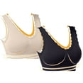 thumbnail image 5 of Womens Sports Bras 2 Pack Plus Size Solid Color Lace No Underwire Push Up Wireless Bra Comfort Seamless Soft Sleep Bralette High Support Yoga Workout Bra Smoothing Comfort Lightly T-Shirt Bra, 5 of 9