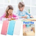 thumbnail image 3 of JeashCHAT Double-sided Stationery Box Hard Pencil Case Translucent Frosted Plastic Pencil Box with Snap-tight Lid for School Students, Blue, 3 of 4