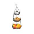 thumbnail image 5 of 3-Tier Hanging Basket Fruit Organizer Kitchen Heavy Duty Wire Organizer with Wire Metal Ceiling Hooks-Black Wire Basket, 5 of 5
