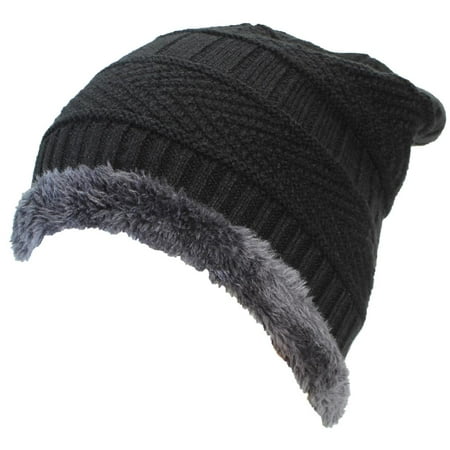 Best Winter Hats Adult Insulated Stockinette Knit Beanie W/Faux Fur Liner -