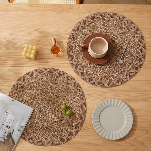 Tabletex Natural Jute Placemats Set of 4 - Heat Resistant Non-Slip Place Mats for Dining Table
