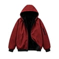 thumbnail image 2 of Fleece Lined Hooded Windbreaker for Women, Fall Winter Waterproof Long Sleeve Outdoor Hiking Fashion Jackets, S-XXL, 2 of 7