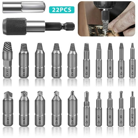 

AoHao Damaged Screw Extractor Set 22 in 1 Stripped Screw Extractor Set Quickly Damaged Bolt Screw Extractor Kit All-Purpose Easy Out Screw Removal Screw Remover Tool for Carpenter Woodworking