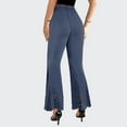 thumbnail image 3 of XFLWAM Womens Lace Crochet Flare Pants Casual High Waisted Business Dress Suit Pants Hollow Out Yoga Pants Leggings Wide Leg Trousers Light Blue L, 3 of 7