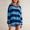 thumbnail image 2 of AherBiu Crewneck Sweatshirts for Women Oversized Striped Tops Fall Casual Long Sleeve Pullover Sweatshirt, 2 of 7